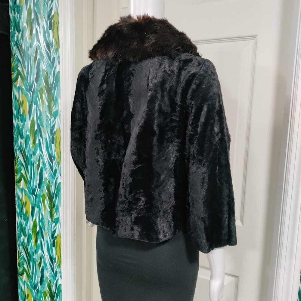 Vintage A Winter Product Womens Small Faux Fur Winter Jacket with Collar Black - Picture 2 of 8